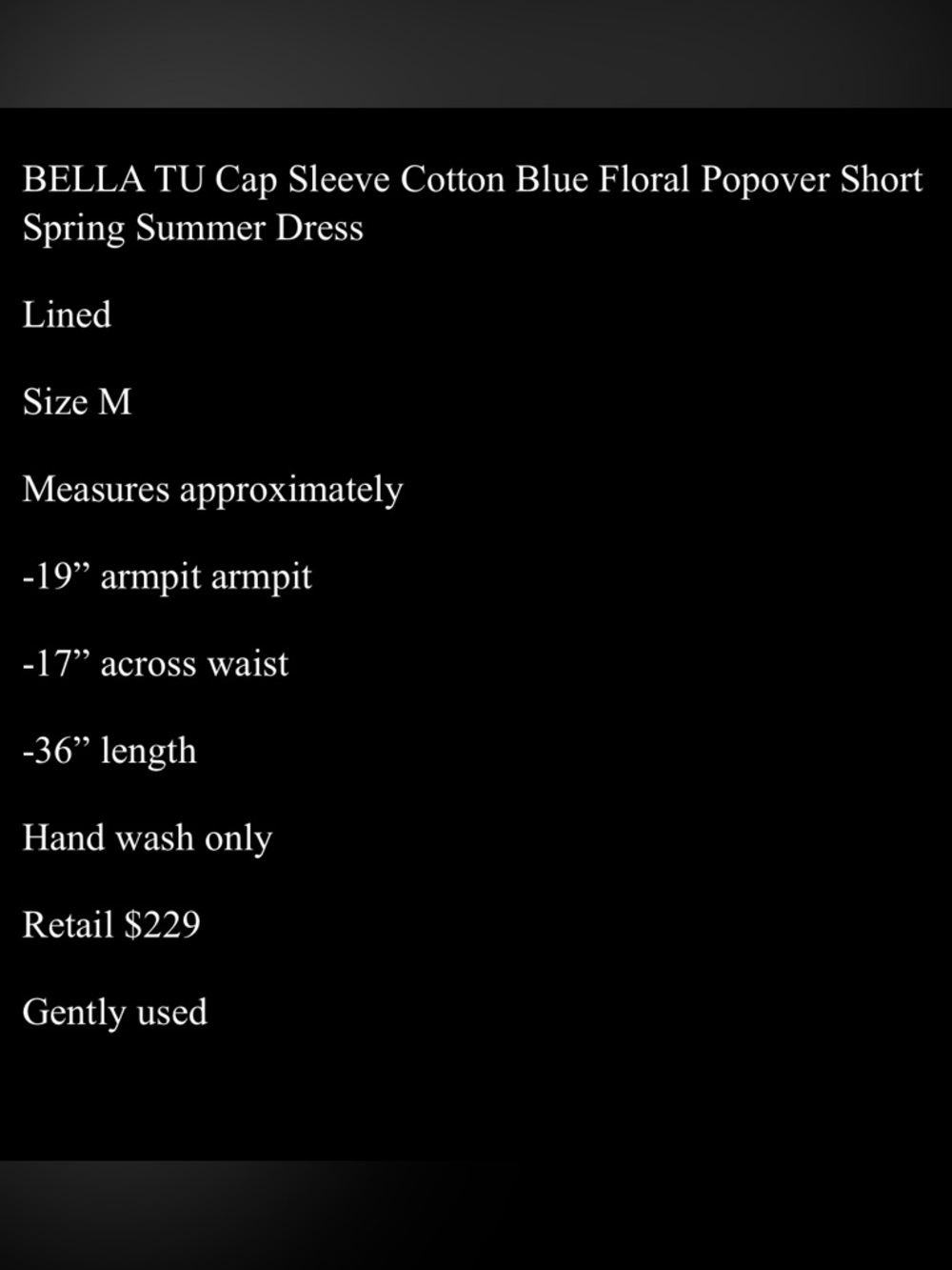 Bella Tu Blue Printed V-Neck Cap Sleeve Dress - M - Picture 7 of 7